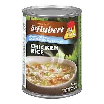 St Hubert Low Salt Chicken & Rice Soup 540 ml, $0.56/100ml