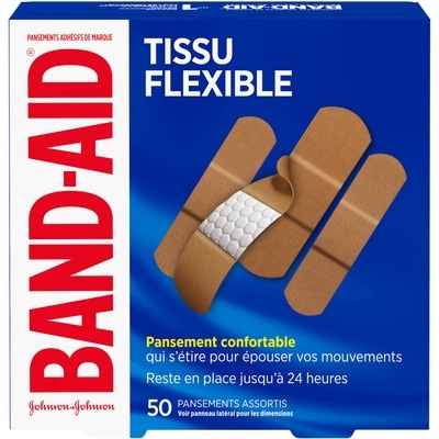 Band-Aid Pansements en tissus assortis emballage familial 50 ea, 0,12 $/1ch