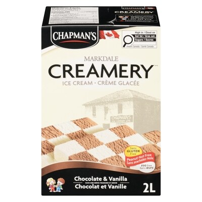 Chapman’s Markdale Creamery Chocolat et vanille en damier crème glacée 2 l, 0,27 $/100ml