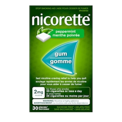 Nicorette Nicotine Gum Peppermint 2mg 30 ea, $0.57/1ea
