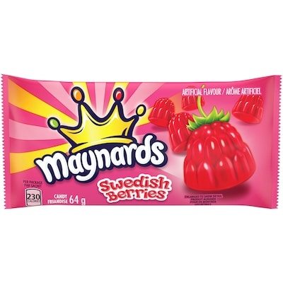 Maynards Swedish Berries Gummy Candy, Canada’s #1 candy brand (Pack of 18) 18x64.0 g, $1.95/100g