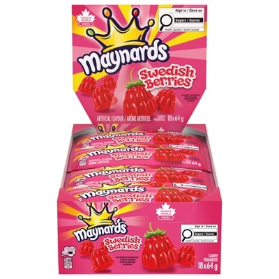 Maynards Swedish Berries Gummy Candy, Canada’s #1 candy brand (Pack of 18) 18x64.0 g, $1.87/100g