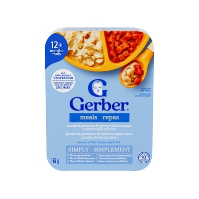 Gerber MEALS Mashed Potatoes & Gravy With Roasted Chicken & Carrots 187 g, $2.03/100g