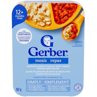 Gerber MEALS Mashed Potatoes & Gravy With Roasted Chicken & Carrots 187 g, $1.87/100g