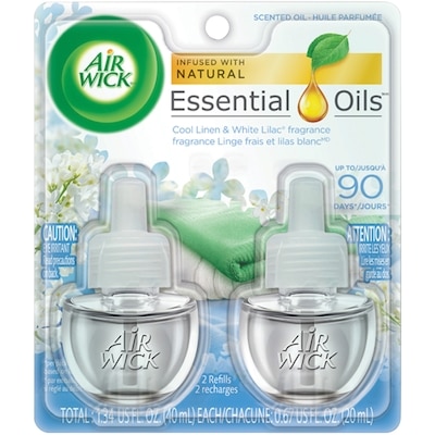 Air Wick Assainisseur d'air à brancher Freshmatic, Recharges d'huile parfumée, Linge frais et lilas blanc, 2 Recharges 42 ml, 30,93 $/100ml
