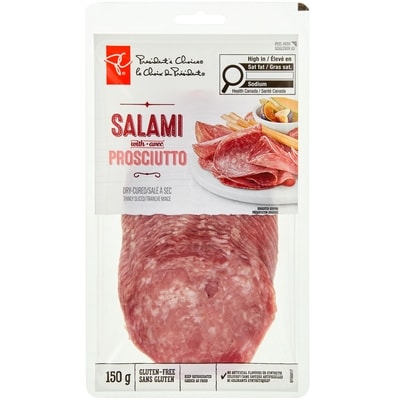 President's Choice Thinly Sliced Salami with Prosciutto 150 g, $51.93/1kg $5.19/100g