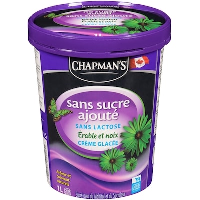 Chapman’s Sans sucre ajouté sans lactose crème glacée Érable et noix 1 l, 0,70 $/100ml