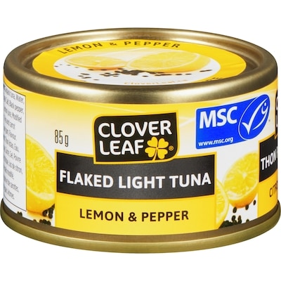 Clover Leaf Flaked Light Tuna, Lemon & Pepper 85 g, $1.76/100g