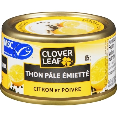 Clover Leaf Thon pâle émietté au citron et poivre 85 g, 1,76 $/100g