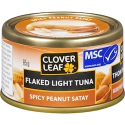 Clover Leaf Flaked Light Tuna, Spicy Peanut Satay 85 g, $2.35/100g