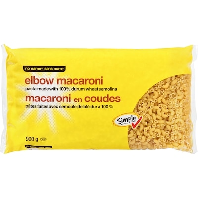 No Name Elbow Macaroni 900 g, $0.25/100g