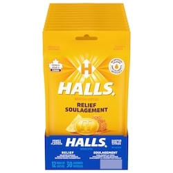 Halls Mentho-Lyptus Honey Lemon Cough Drops, Sore Throat Relief, 30 Lozenges 12x30.0 ea, $0.11/1ea