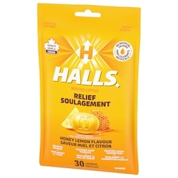 Halls Mentho-Lyptus Honey Lemon Cough Drops, Sore Throat Relief