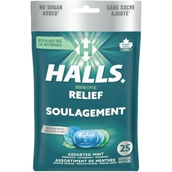 Halls Pastilles à saveur de menthe offertes en sac refermable Mentho-Lyptus 12x25.0 ea, 0,13 $/1ch