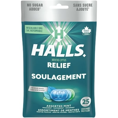 Halls Pastilles à saveur de menthe offertes en sac refermable Mentho-Lyptus 12x25.0 ea, 0,13 $/1ch