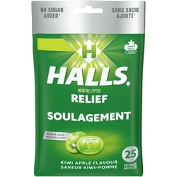 Halls Mentho Lyptus Kiwi Et Pomme Cough Drops 25 ea, 0,16 $/1ch