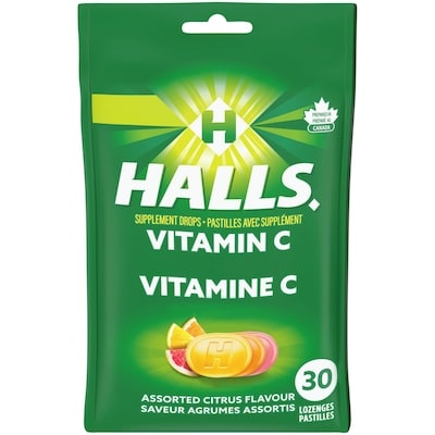 Halls Vitamin C Assorted Citrus, Supplement Drops 30 ea, $0.13/1ea