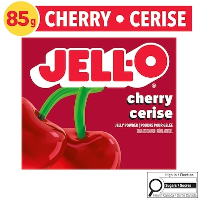 Jell-O Poudre pour gelée cerise - préparation pour dessert en gélatine 85 g, 2,11 $/100g