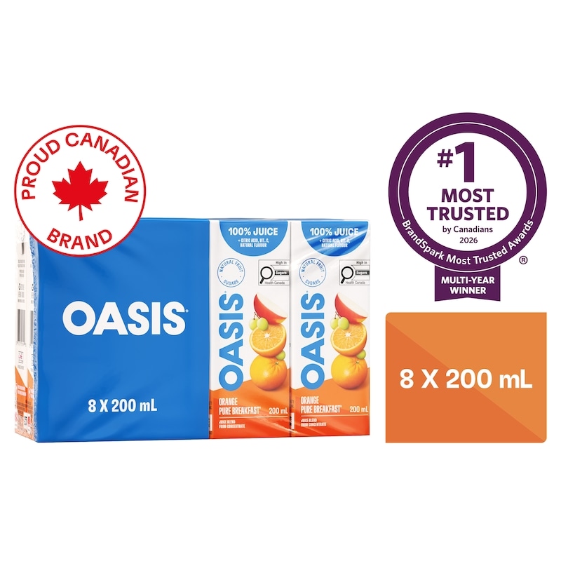 Yuuuuu。　OASIS Oasis Orange Pure Breakfast Juice - 8x200.0 ml | Real Canadian