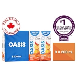 Oasis Jus d’orange pur déjeuner 8x200.0 ml, 0,28 $/100ml