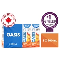 Oasis Jus d’orange pur déjeuner 8x200.0 ml, 0,28 $/100ml