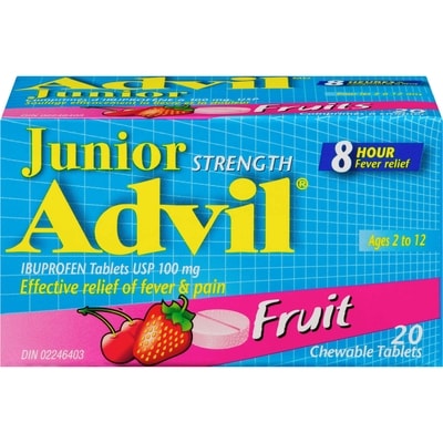 Advil Junior Strength Ibuprofen Tablets USP 100 mg Fruit 20 Chewable Tablets 20 ea, $0.60/1ea