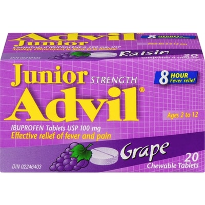 Advil Junior Strength Ibuprofen Tablets USP 100 mg Grape 20 Chewable Tablets 20 ea, $0.60/1ea