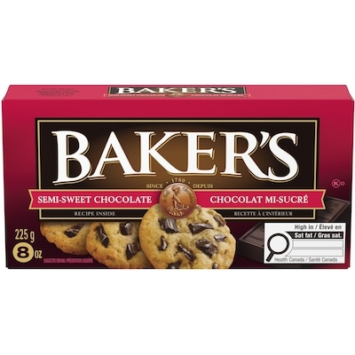Kraft 100% Pure Semi-Sweet Chocolate Baking Bar 225 g, $2.88/100g