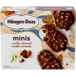 Häagen-Dazs Minis barres de crème glacée vanille amande 4x55.0 ml, 2,50 $/100ml