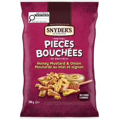 Snyders Morceaux de bretzels au goût de moutarde au miel et d’oignons 240 g, 1,25 $/100g