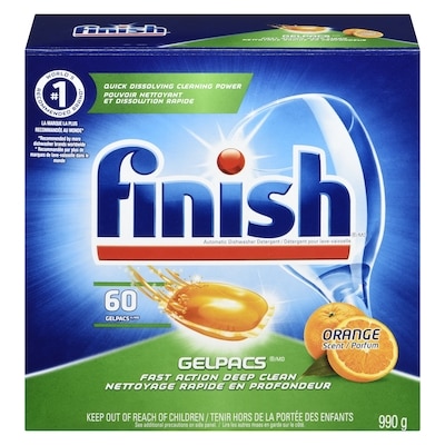 Finish Gelpacs Dishwasher Detergent, All in 1, Orange 60 ea, $0.33/1ea