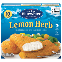 BlueWater Seafoods Lemon Herb Fillets 500 g, $1.80/100g