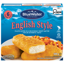 BlueWater Seafoods English Style Fillets 500 g, $1.80/100g