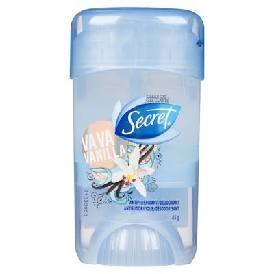 Secret Antisudorifique et désodorisant en gel transparent Beauté vanillée Expressions parfumées 45 g, 12,20 $/100g