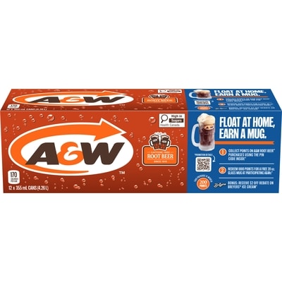 A&W Root Beer  12x355.0 ml, $0.21/100ml