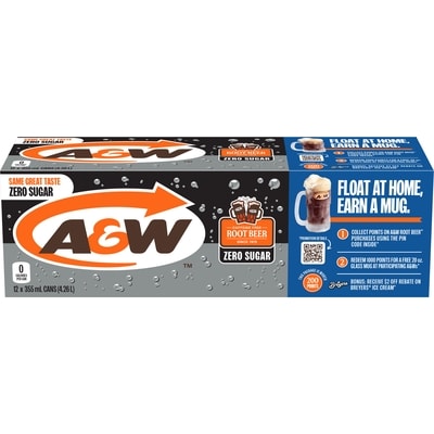 A&W Zero Sugar Root Beer 12x355.0 ml, $0.19/100ml