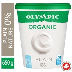 Olympic Yogourt biologique nature 0 % 650 g, 0,85 $/100g