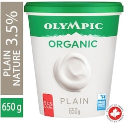 Olympic Yogourt Biologique Nature 35 % 650 g, 1,08 $/100g