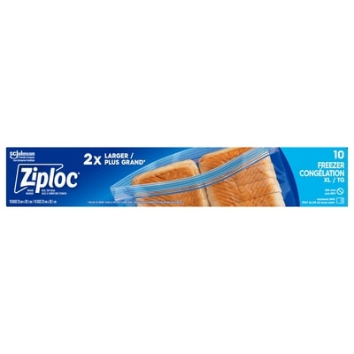Ziploc Freezer Bags Extra Large, with Double Zipper Seal 10 ea, $0.85/1ea