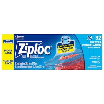 Ziploc Sacs de congélation grand format emballage de 32 28 ea, 0,30 $/1ch