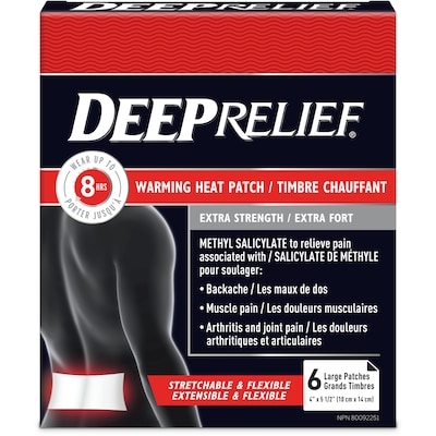 Deep Relief Patchs chauffants extra forts pour soulager la douleur 6 ea, 2,25 $/1ch