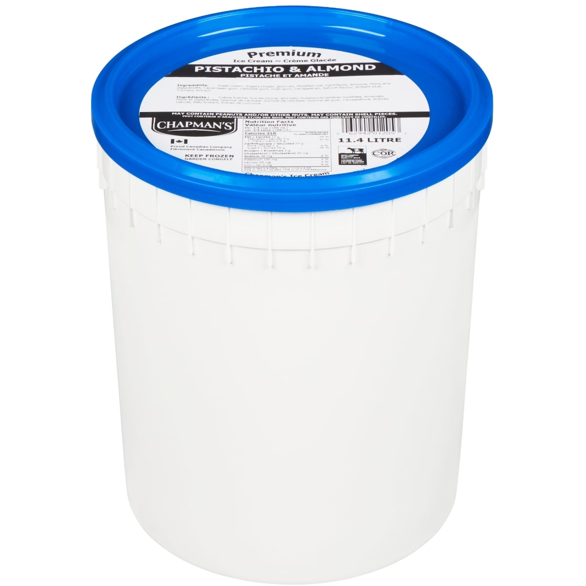 Chapman’s Premium crème glacé pistaches et amandes 11.4 l, 0,28 $/100ml