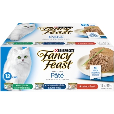 Purina Fancy Feast Pâté Seafood Supper Variety Pack 12C, Wet Cat Food 12x85.0 g, $1.37/100g