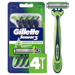 Sensitive Men's Disposable Razor, 4 Razors