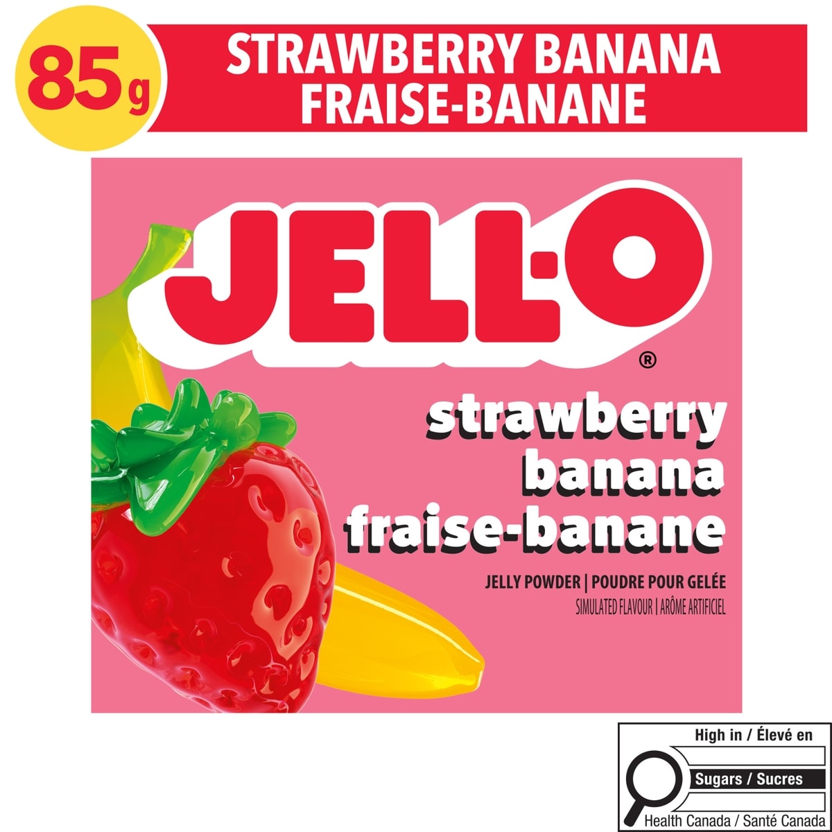 Jell-O Poudre Pour Gelée Fraise-Banane – Préparation Pour Dessert En Gélatine 85 g, 2,11 $/100g