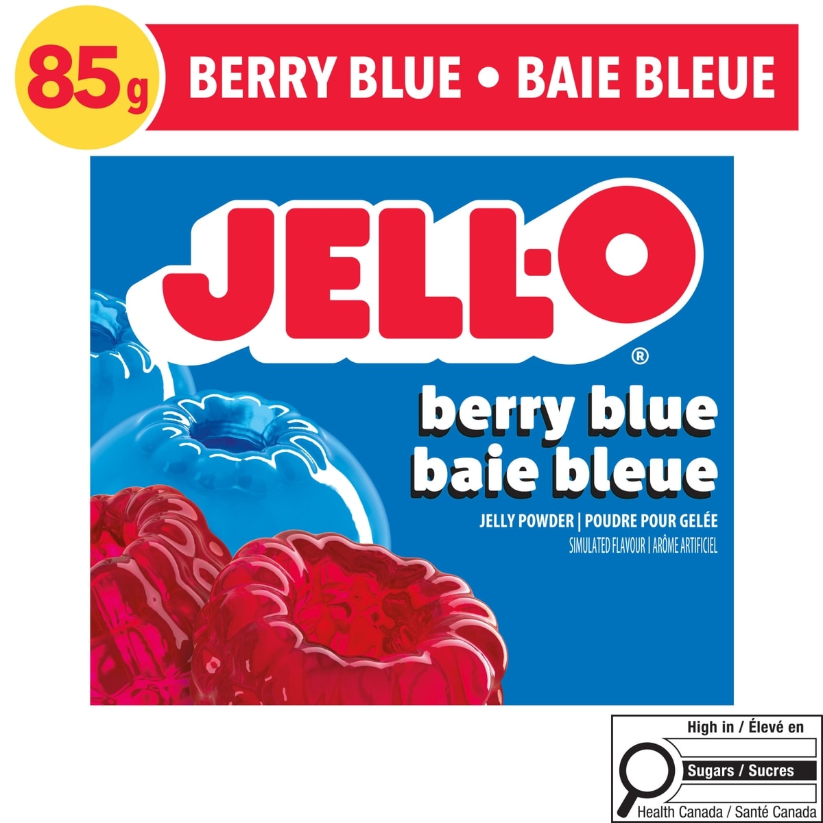 Jell-O Poudre Pour Gelée Baie Bleue – Préparation Pour Dessert En Gélatine 85 g, 2,11 $/100g