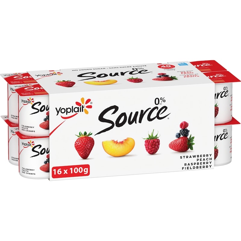 Source 0% Smooth Traditional Yogurt Cups Variety Pack, No Added Sugar - Strawberry, Peach, Raspberry, Fieldberry