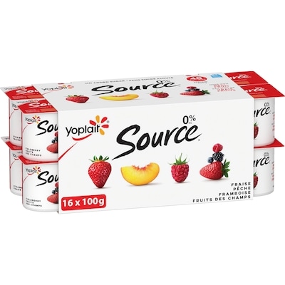 Yoplait Yogourt traditionnel onctueux Source 0 %, saveurs variées, sans sucre ajouté 16x100.0 g, 0,49 $/100g