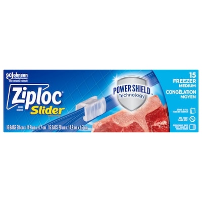 Ziploc Freezer Slider Bags Medium, with Power Seal Technology 15 ea, $0.40/1ea