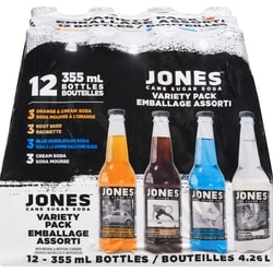 Jones Soda Assorted Flavour Cane Sugar Craft Soda 12 Pack 12x355.0 ml, $0.40/100ml